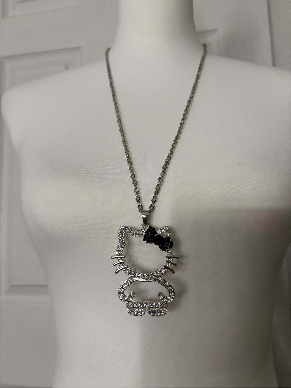 Hello Kitty Rhinestone Cat Pendant Necklace